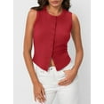 thumbnail image 2 of Womens Ribbed Button Down Sleeveless Shirts Summer Going Out Cropped Tank Top, 2 of 5