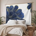 thumbnail image 3 of Navy Blue Gold Tapestry for Bedroom Wall Hanging Tapestry, Abstract Line Art Troditional Ink Painting Ceiling Backdrop Tapestries Poster Blanket Wall Decor for Teens Room Living Room Dorm 59" x 79", 3 of 8