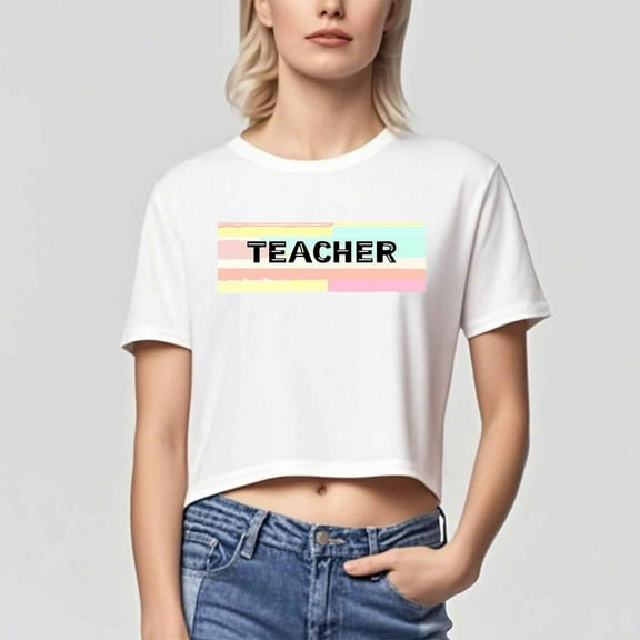 Mgmyaa Women's Cropped Graphic Tees Printed Short Sleeve Crew Neck T-Shirt Tops