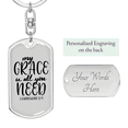 thumbnail image 2 of My Grace All You Need Through 2 Corintheans 12:9 Stainless Steel or 18k Gold Premium Swivel Dog Tag Keychain, 2 of 8