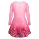 thumbnail image 2 of Camiseta con Estampado de Flores en Talla Extra con Escote Pico de Color Degradado Rosegal  Mangas largas de talla grande, 2 of 5