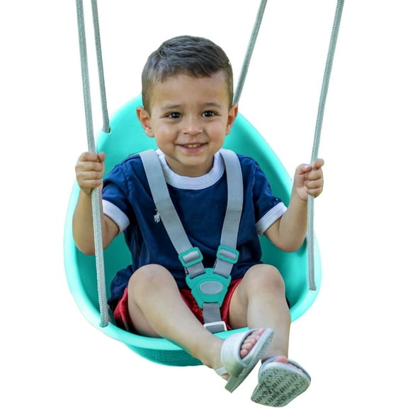 Swurfer Coconut Toddler Swing – Comfy Baby Swing Outdoor, 3- Point Adjustable Safety Harness, Secure, Safe Quick Click Locking System, Blister-Free Rope, Ages 6-36 Months