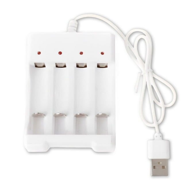 Plastic AAA/AA Battery Charger Portable Portable 4 Slot AAA/AA Indicator Light Short-circuit Protection USB Interface Electric Toy Charging Adaptor