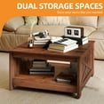 thumbnail image 3 of Craftian Square Coffee Tables with Storage, Farmhouse Wood Center Table for Living Room, Walnut, 3 of 6