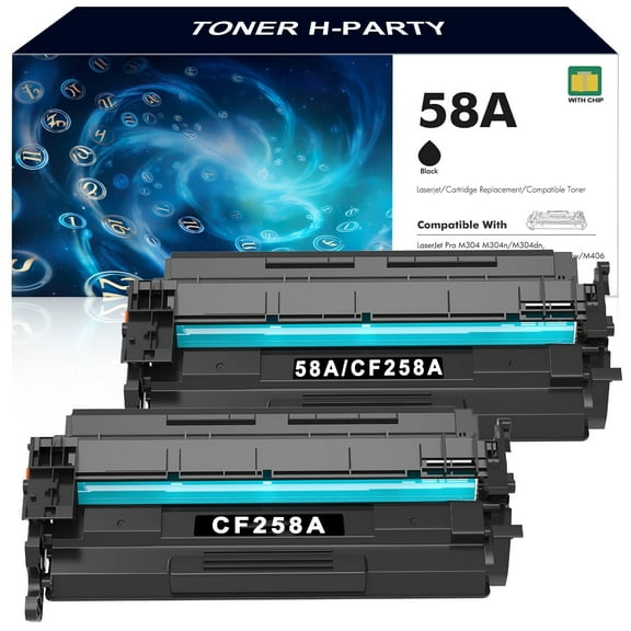 58A Toner Cartridges with Chip Compatible for HP 58A CF258A 58X CF258X Laserjet M428fdw M404 M404n M404dn M404dw N406dn MFP M428fdn M428dw M428 M430f Printer (Black, 2 Pack)