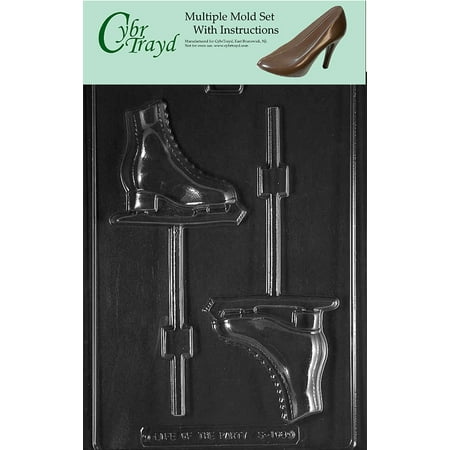 Skate Chocolate Molds Figure Skates Chocolate Candy Mold with Exclusive Cybrtrayd Copyrighted Molding Instructions, Pack of 3 ()