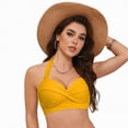 thumbnail image 4 of TOWED22 Women Swimsuit Bikini Top Criss Cross Push Up Swim Crop Top Tie Back Bathing Suit Orange,XXL, 4 of 9