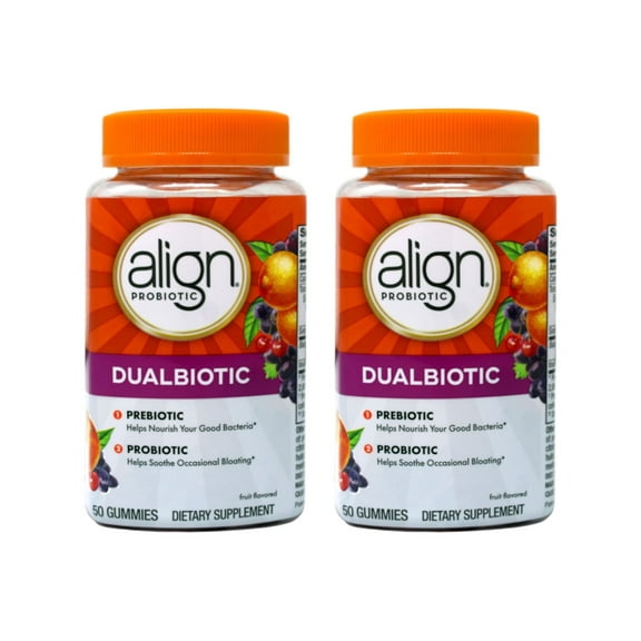 2 Pack - Align Digestive Health Prebiotic   Probiotic Gummies Fruit Flavored - 50 Ct