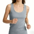 thumbnail image 5 of BILIKEYU Womens U Neck Ribbed Tank Tops, High Neck Sleeveless Ribbed Tank Casual Basic Thick Strap Slim Fitted Workout Going Out Racerback Shirts, Gray, 5 of 9