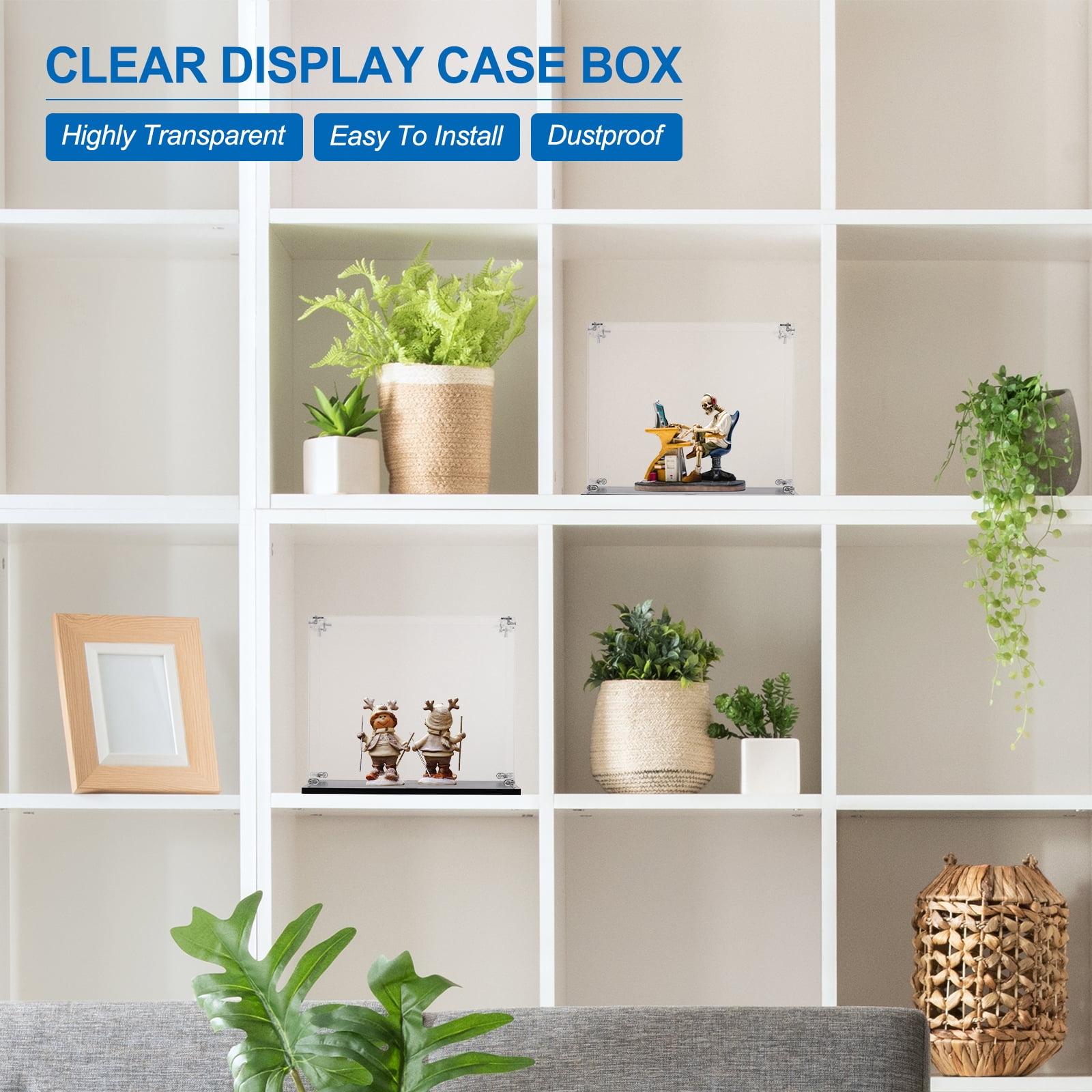 Unique Bargains Acrylic Display Cases Display Box Assemble Dustproof Box 8"x8"x12"