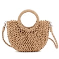 thumbnail image 1 of Bolso de mano QTKJ Mini semicírculo de ratán de paja para mujer, verano, 1 of 7
