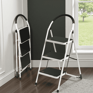 MaxKare 3 Step Ladder, Foldable Step Stool with Anti-Slip Pedal for Adults, Home Use, Up to 330lbs