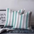 thumbnail image 2 of Turquoise Grey Stripe 24x24 Pillow Covers Set of 2, Modern Farmhouse Vertical Striped Throw Pillow Covers Decorative Couch Cushion Case, Microfiber Square Pillowcases for Bedroom Car Living Room, 2 of 7