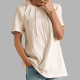 thumbnail image 2 of MIXUE Womens Tops Summer Ribbed Solid Color Round Neck Short Sleeve Casual Tshirts Streetwear,Brown,S, 2 of 4
