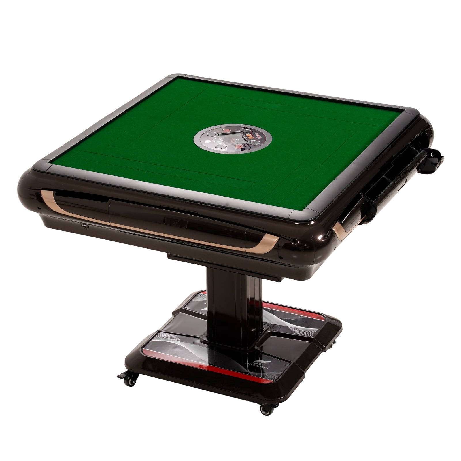 42mm Mahjong Ultra Thin Folding Automatic Mahjong Table with Wheels Foldable Style with 2 Sets of Chinese Tiles No Number (Blue & Green)