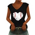 thumbnail image 2 of DailyTrove Women's Baseball Heart Print Sleeveless Tank - Casual V-Neck Top, Cute for Sports Fans & Outings, 2 of 5