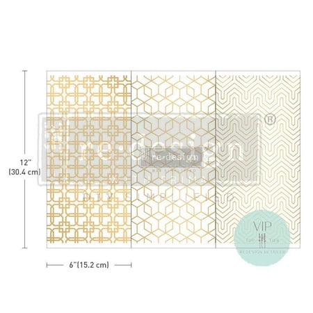 Redesign with Prima Decor Transfers â€“ VIP Exclusive* Decor TransfersÂ®-Motif GÃ©omÃ©trique â€“ 6 Sheets, 6â€³X12â€³ 655350656799