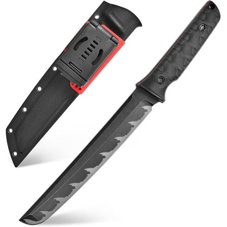 GTK6 Fixed Blade Knife AUS-10 Steel Blade Full Tang Nylon Fiberglass Handle EDC Fixed Knifes for Outdoor Camping Adventure (black)