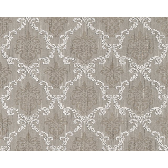 Tessuto - Rouleau de Papier Peint Baroque en Tissu Gris, Décoration Murale