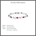 thumbnail image 5 of Gem Stone King 925 Sterling Silver Natural Red Ruby and Diamond Greek Vine Tennis Bracelet for Women (5.53 Cttw, Gemstone Birthstone, Oval 6X4MM, 7 inch), 5 of 5
