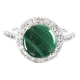 thumbnail image 2 of Sterling Silver with Natural Malachite and White Topaz Halo Ring, 2 of 3