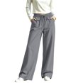 thumbnail image 3 of Zynoxe Women's Cotton Linen Pants Relaxed Wide Leg Pants for Women Elastic Waist Drawstring Lounge Pants Versatile Solid Color Casual Trousers with Side Pockets, 3 of 8