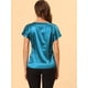 thumbnail image 4 of INSPIRE CHIC Blusa Elegante De Satén Para Mujer, Manga Corta, Cuello Barco, Estilo Vintage Azul eléctrico L, 4 of 5