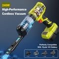 thumbnail image 2 of Aspiradora de Mano Inalámbrica para Batería Ryobi de 18V (Solo Herramienta), Aspiradora de Auto Potente de 240W con Motor sin Escobillas, 3 Velocidades, 5 Filtros, Aspiradora Portátil para Hogar, 2 of 7