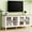 White +TV Stand, variant on Euroco 110" Entertainment Center Wall Unit Set with Glass Display Cabinets, Adjustable Shelves & Vintage TV Stand for TVs up to 85", Farmhouse Style Media Console with Storage, Gourd Legs