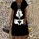 thumbnail image 3 of Disney Minnie Mickey Mouse vestidos de mujer Nuevo verano mujeres manga corta mini vestido casual fiesta noche cuello pico sexy vestido, 3 of 5