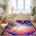 thumbnail image 3 of Design&I 8'x10' Washable Area Rug Extra Large Skid-Resistant Low Profile System Planet Chart With Galaxy Nebula And Learning Star Motifs for Living Room, Family, 3 of 7