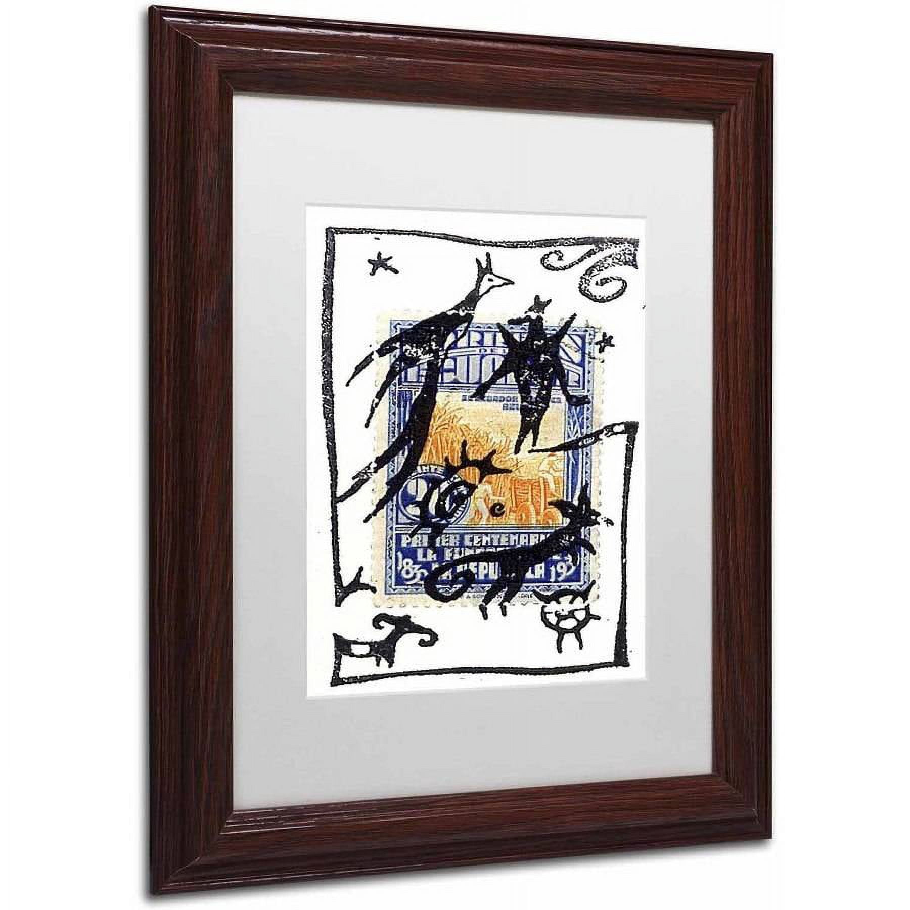 Trademark Fine Art 'Pelicos Stamp' Canvas Art by Nick Bantock, White Matte, Wood Frame