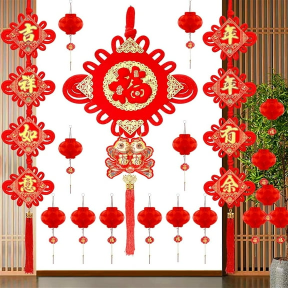 Chinese New Year Decorations 2025, Chinese Knot Fu Character Hanging Ornaments