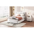 thumbnail image 6 of Full Size Upholstery platform bed with Trundle,Trundle can be flat or erected, Beige, 6 of 9
