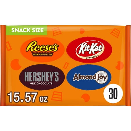 Hershey Assorted Chocolate Snack Size Candy, Bag 15.57 oz, 30 Pieces