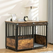 Reliancer 40 inch Dog Crate Furniture with Cushion for Large Medium Dogs,Wooden Dog Kennel,Pet House Dog Cage for Home