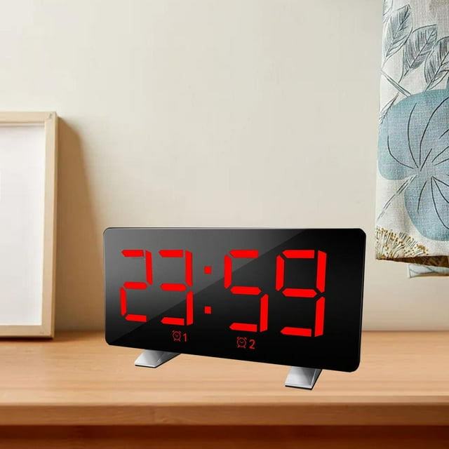 Reloj despertador digital electrónico, portátil, , LED, espejo, USB, regulable, despertador, relojes de escritorio para habitación roja BLESIY Despertador
