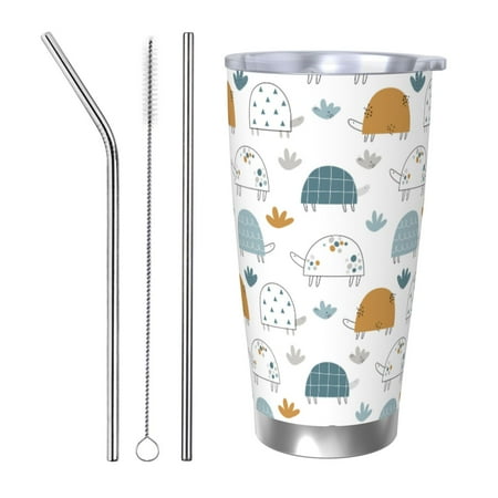 

Vsdgher Cute Doodle Turtles 20 Oz Stainless Steel Vacuum Insulated Travel Mug Coffee Cup for Home Office Outdoor Works Great for Ice Drinks and Hot Beverage -Straw Three-piece Set