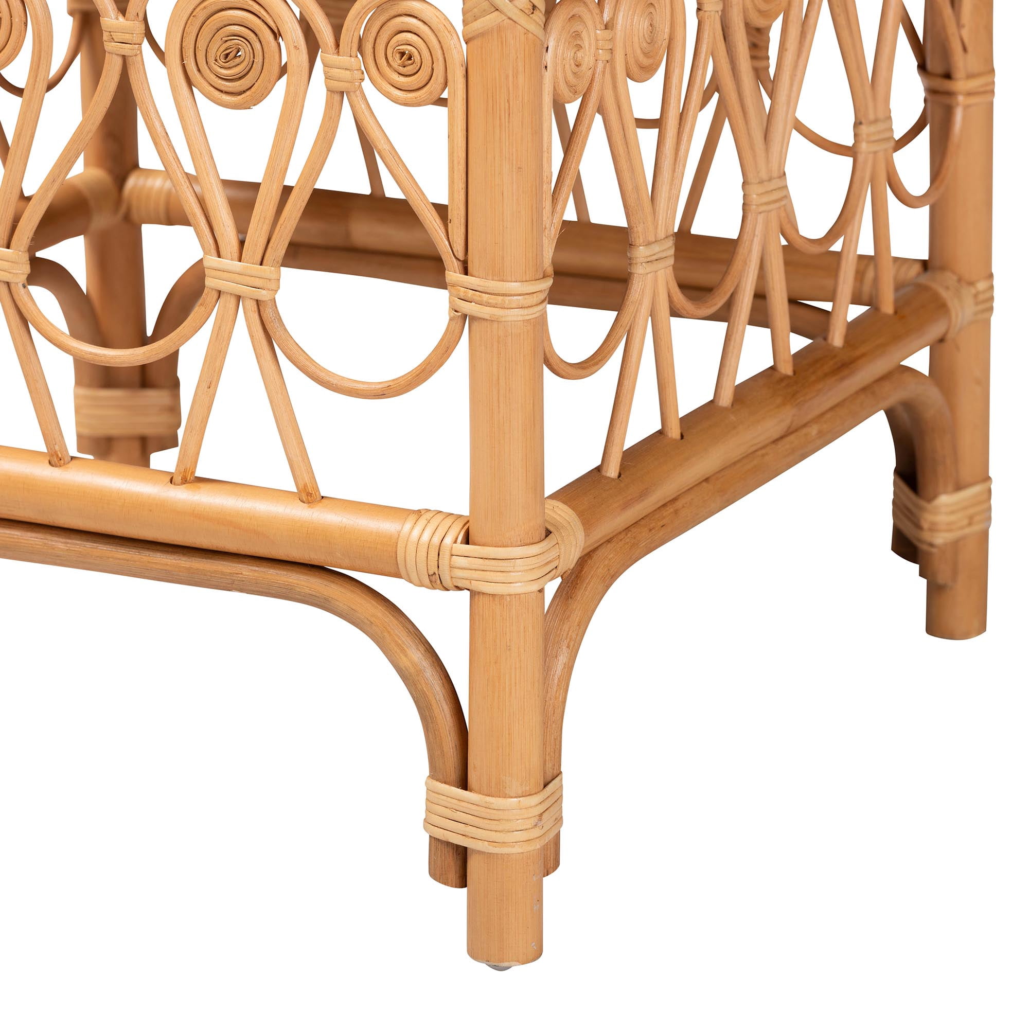 bali & pari Ibiza Modern bohemian Natural Brown Rattan Footstool