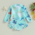 thumbnail image 4 of Douhoow 1-5 Years Girl Long Sleeve Swimsuits Kid Stand Collar Sea Animal Print Swimwear Summer Beachwear, 4 of 7