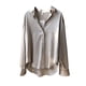 thumbnail image 4 of Blusa de mujer Camisa holgada de manga larga de satén Retro Girl Casual Top, Albaricoque, S Sweethay AP001166-01B, 4 of 7