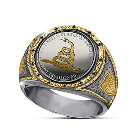 Elegant Two Tone 925 Sterling Silver And 18K Gold Mens Ring