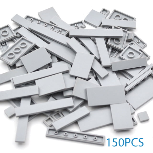 150PCS Multicolour Thin Tile Building Blocks Set, DIY Smooth Bulk Bricks Parts with Mini Figures, Creative Educational Construction Assemble Toy Gift for Kids Boys Girls