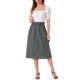 thumbnail image 2 of Falda de Algodón para Mujeres INSPIRE CHIC con Cintura Elástica, Falda Midi A-Line Casual con Bolsillos L Gris Oscuro, 2 of 6