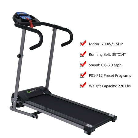 1100w Folding Electric Treadmill Support Motorized Power Running