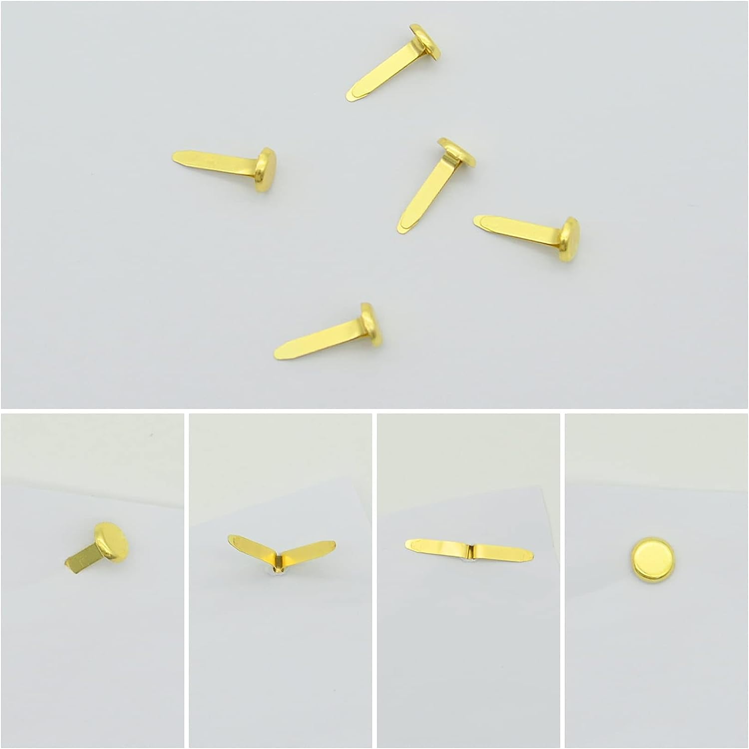 TNSLAND Mini Brads, 200 mollette rotonde in metallo, con testa rotonda, 8 mm, per scrapbooking, fai da te