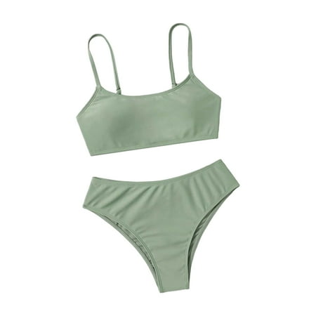 Ceangrtro Girl s Two Piece Swimsuit Bikini Sport High Waist Bikini Swimsuits Cover Up for Girls Set Bathing Suit Toddler Long Sleeve Bathing Suit Bathing Suits Thin Straps AG 12 Years