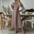 thumbnail image 6 of SDNall Women's Casual V-Neck Dress with Long Sleeve, Pocket Maxi Dress, 6 of 9