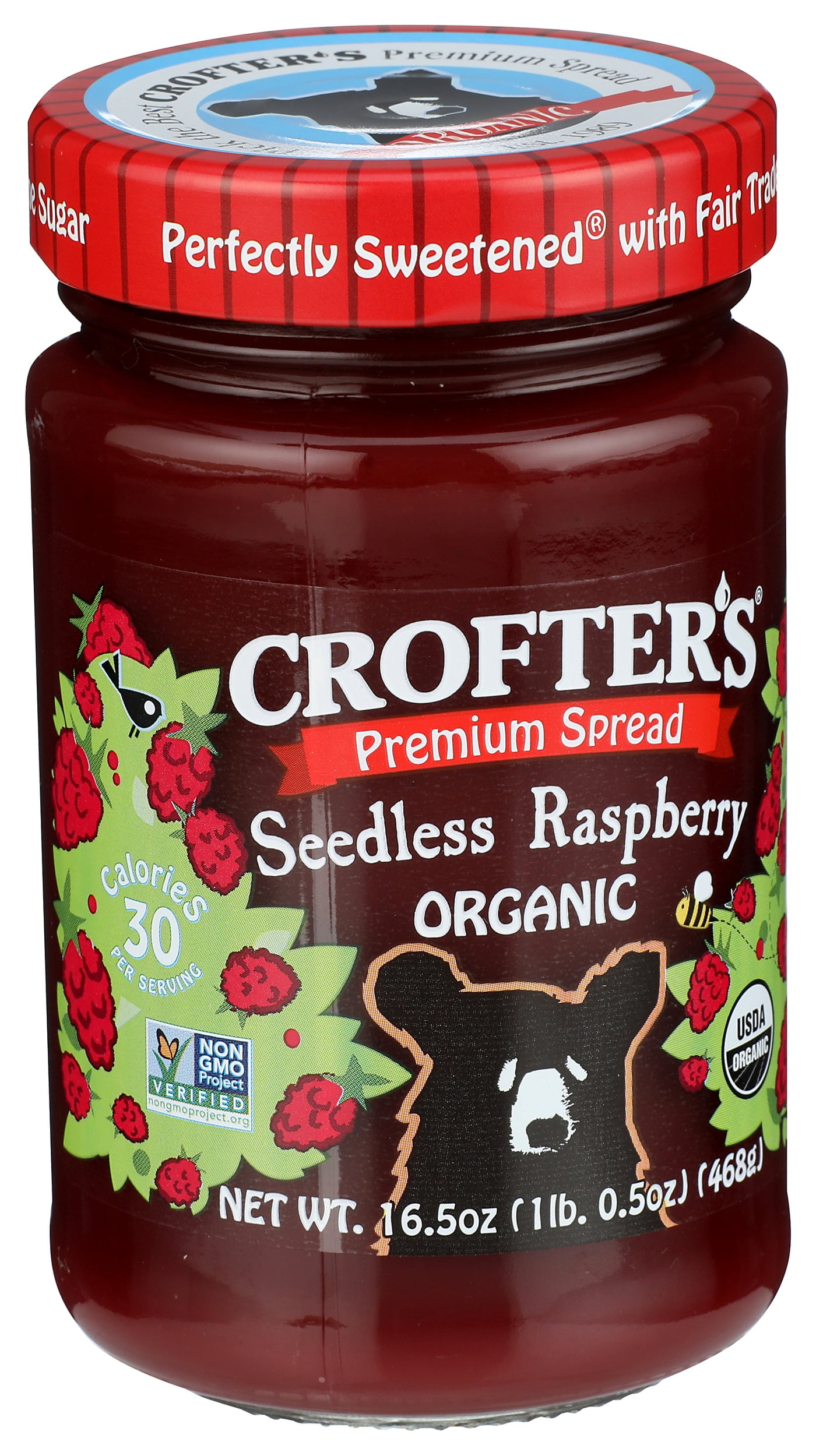 Pack of 6, Crofters Organic Seedless Raspberry Spread, 16.5 oz