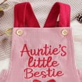 thumbnail image 4 of Baby Ribbed Overall Romper with "Auntie's Little Bestie" Embroidery and Bow Detail, 4 of 5